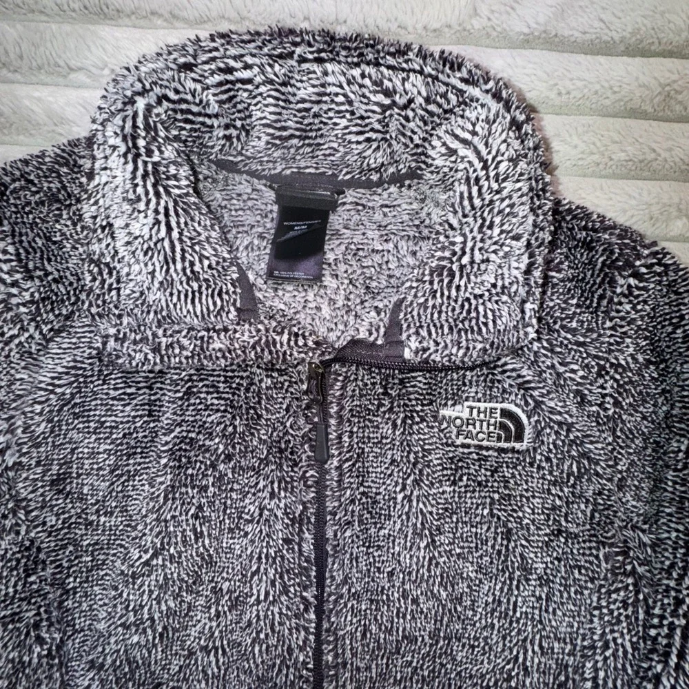 The North Face Jacket Women's Med Osito Fleece Black White  Soft Fuzzy High Pile